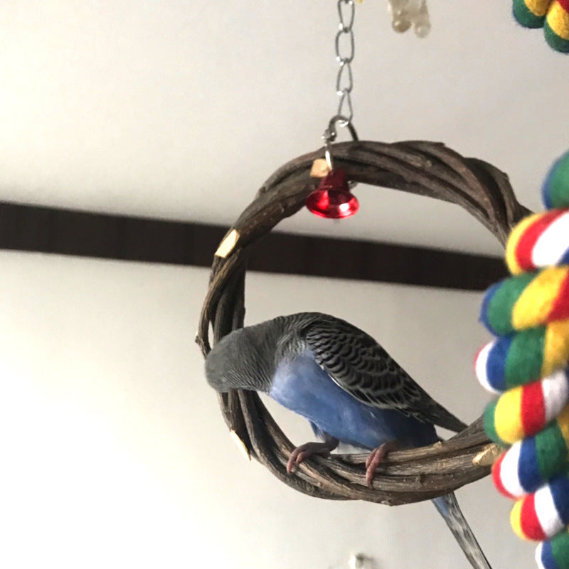 Rattan Ring Bird Standing Frame Toy